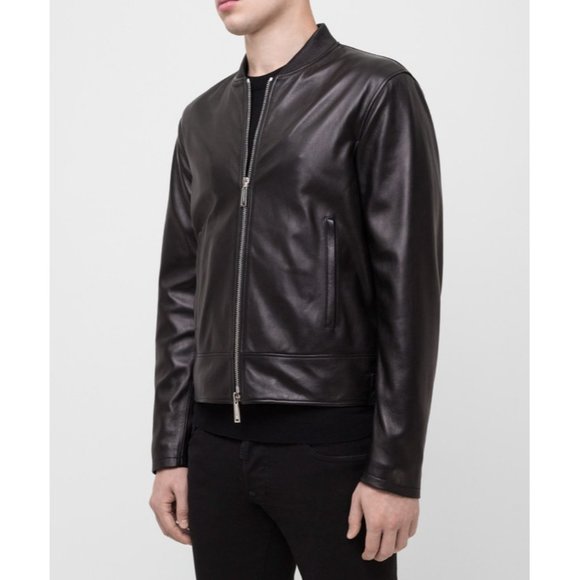 DSQUARED2 Single Rider Jacket / Lamb Leather Bomber / 50/Sheep Leather / Blk NWT - Picture 3 of 16
